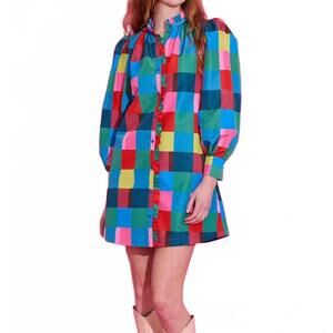 NEW ALDEN ADAIR nora long sleeve dress in holiday check